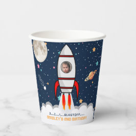 Zwei der Mond-Raketen 2. Geburtstag Foto Pappbecher