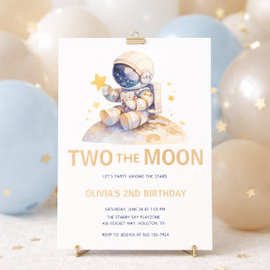 Zwei Der Mond Raum Astronaut 2. Geburtstag Einladung