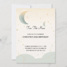 Zwei der Mond zweite Geburtstagseinladung