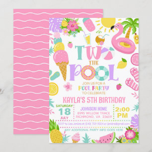 ZWEI der Pool Geburtstagsparty Einladung