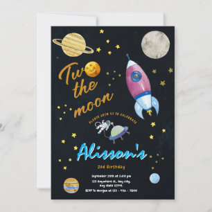 Zwei der Weltraumfarben des Mondes zum Geburtstag Einladung
