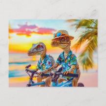 Zwei Dinos auf dem Sonnenuntergang