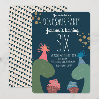 Zwei Dinosaurier Geburtstag Cupcakes Glittler Conf Einladung