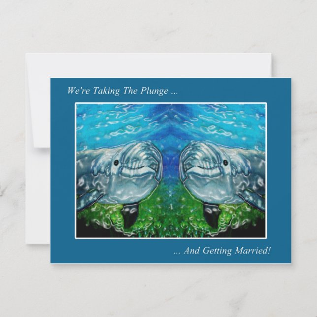 Zwei Dolpings: Wir machen gerade den Sprung: Hochz Save The Date (Vorderseite)