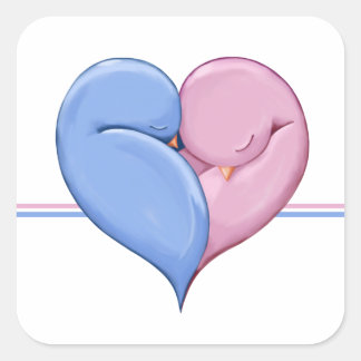 Zwei Dosen ein Heart Square Sticker