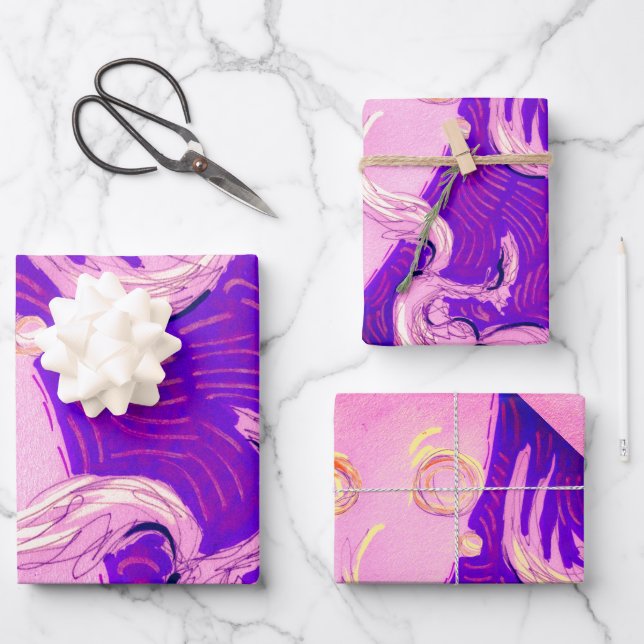 Zwei Drachen, drei Sonnen Geschenkpapier Set (Vorderseite)