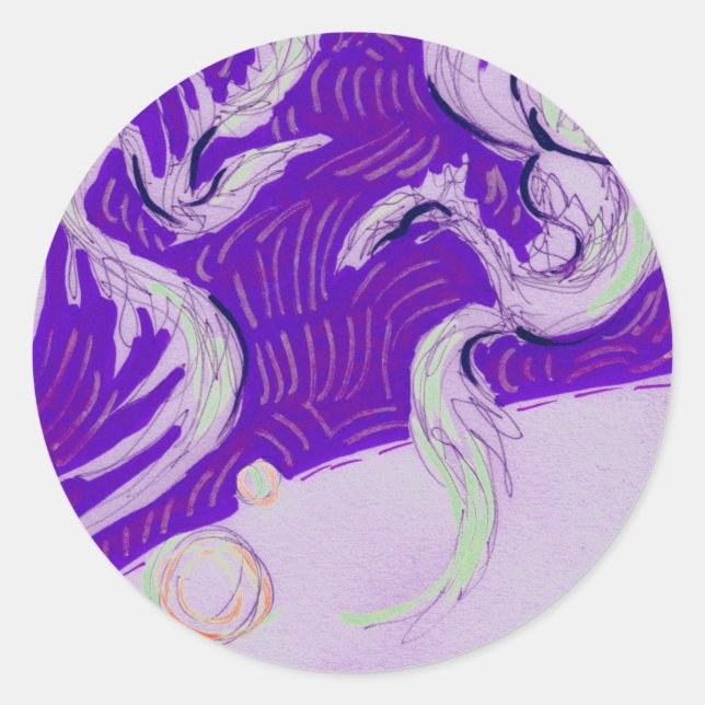 Zwei Drachen, drei Sonnen Runder Aufkleber (Vorderseite)