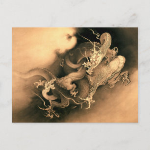 Zwei Drachen in Wolken (1885) von Kanō Hōgai Postkarte
