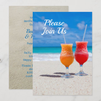 Zwei Drinks Beach Party Themen Einladung
