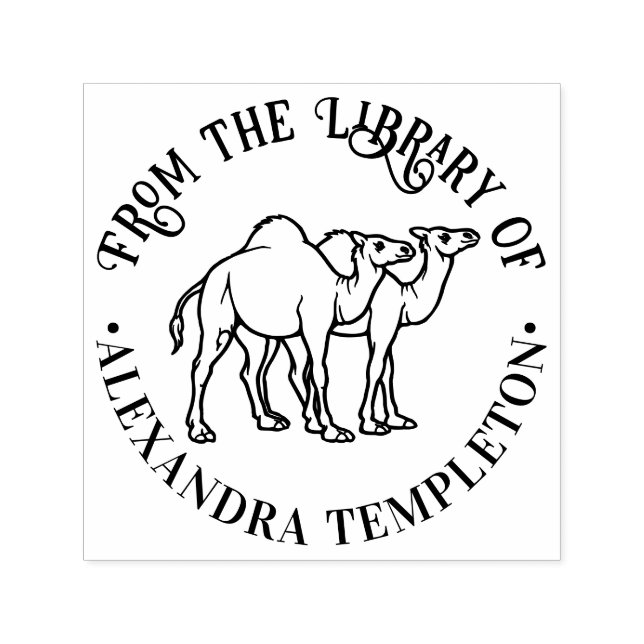 Zwei Dromedary Camels Kontur Library Name Permastempel (Design)