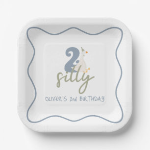 Zwei dumme Gänse blau und grün 2. Geburtstag Pappteller