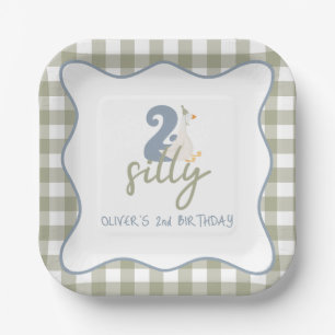 Zwei dumme Gänse blau und grün 2. Geburtstag Pappteller