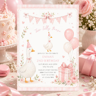 Zwei dumme Gänse Rosa Blumen 2. Geburtstag Einladung