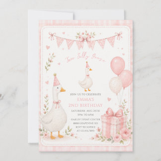 Zwei dumme Gänse Rosa Blumen 2. Geburtstag Einladung