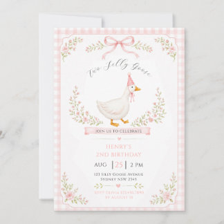 Zwei dumme Gänse Rosa Blumen 2. Geburtstag Einladung