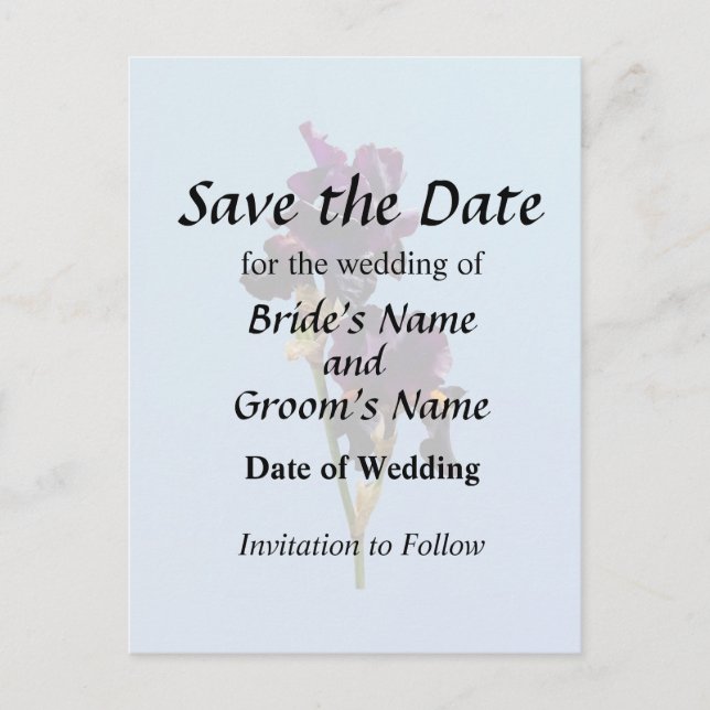 Zwei dunkle Lila Ire Ankündigung Datum freihalten (Vorderseite)