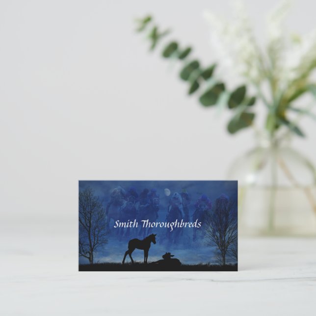 Zwei durchdachte Racehorse Foals Business Cards Visitenkarte (Stehend Vorderseite)