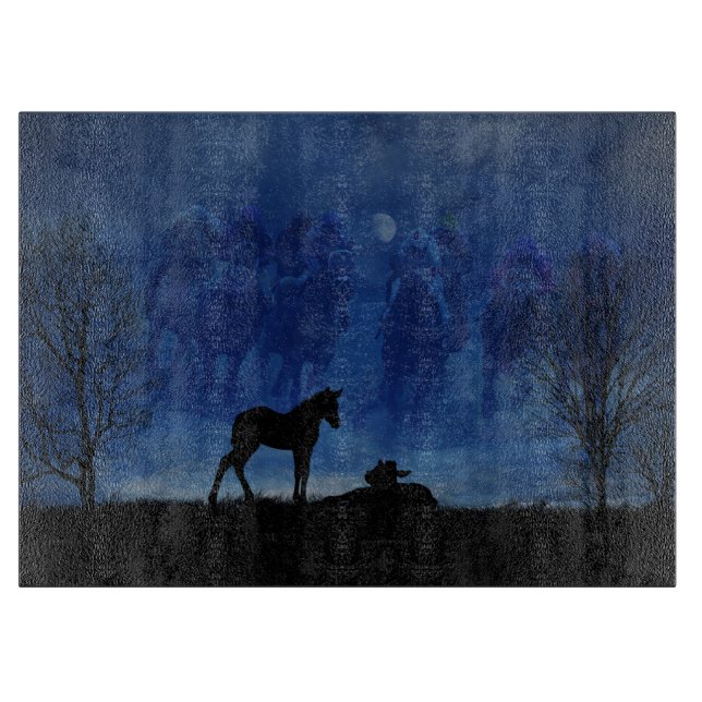 Zwei durchdachte Racehorse Foals Cutting Board Schneidebrett (Vorderseite)