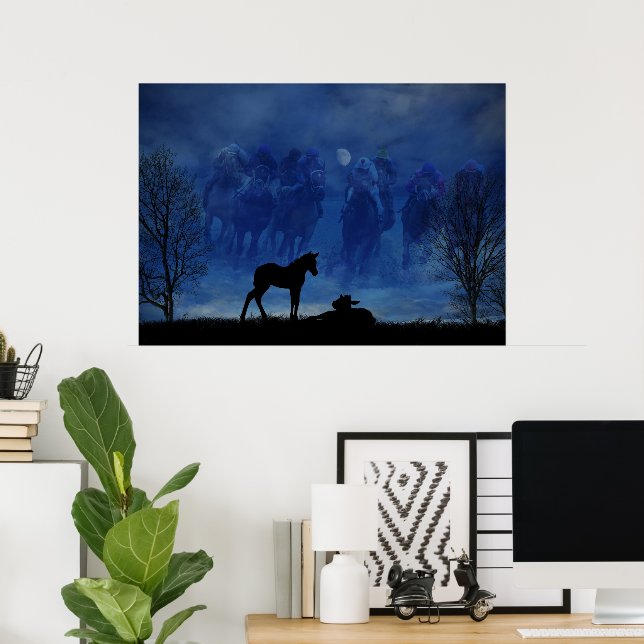 Zwei durchdachte Racehorse Foals Poster (Heimbüro)