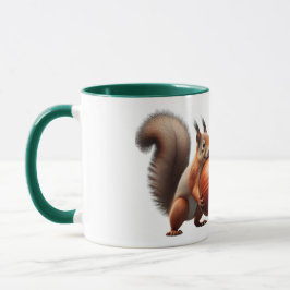 Zwei Eichhörnchen kreuzen sich mit ihren Haselnüss Tasse