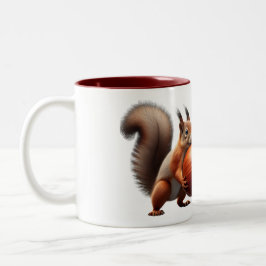 Zwei Eichhörnchen kreuzen sich mit ihren Haselnüss Zweifarbige Tasse
