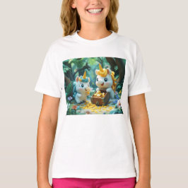 Zwei Einhorn mit Schatzkasten T-Shirt