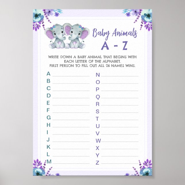 Zwei Elefanten für das Baby Animal Game Duwer Poster (Vorne)