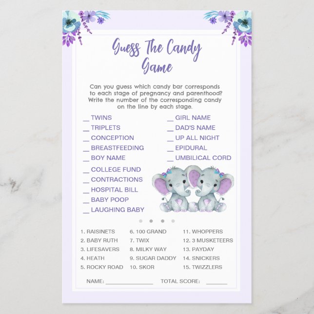 Zwei Elefanten schätzen das Candy Baby Showspiel Flyer (Vorne)