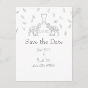 Zwei Elefanten Silber Herbst Hochzeit Merken Sie s Ankündigungspostkarte