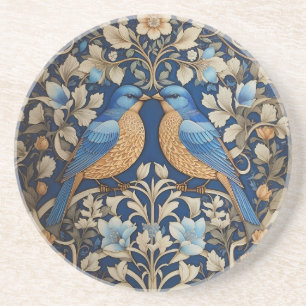 Zwei elegante Blue Birds William Morris Inspiriert Getränkeuntersetzer