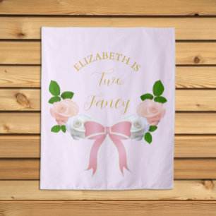 Zwei elegante Blumen-Geburtstags-Schleife Wandteppich