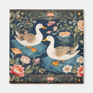 Zwei elegante Enten, inspiriert von William Morris Magnet