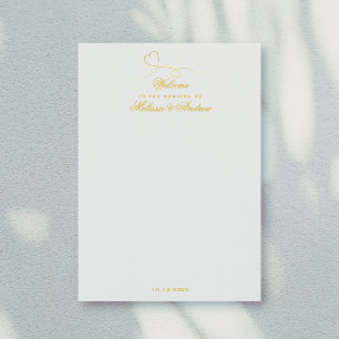 Zwei elegante Goldherzen Begrüßungsbrief