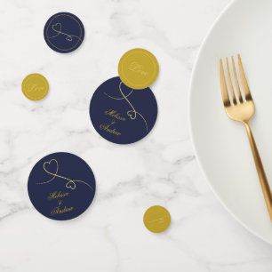 Zwei elegante Goldherzen Blue & Gold Wedding Konfetti