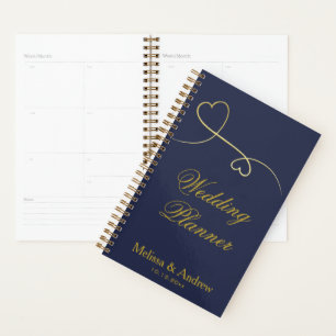 Zwei elegante Goldherzen Blue Wedding Planer