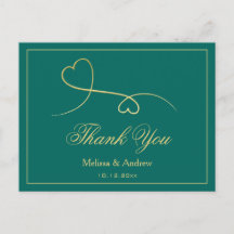 Zwei elegante Goldherzen | Hochzeit 'Danke' Post