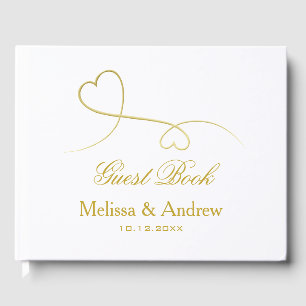 Zwei elegante Goldherzen Hochzeit Gästebuch