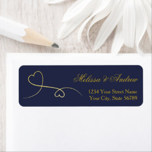 Zwei elegante Goldherzen Navy Blue