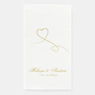 Zwei elegante Goldherzen Personalisierte Hochzei Serviette