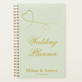 Zwei elegante Goldherzen | Sage Green Wedding Planer