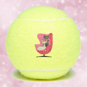 Zwei elegante Katzen im Stil des Mitteljahrhundert Tennisbälle