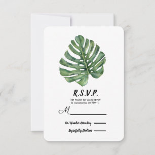 Zwei elegante Palm Blätter Tropical Wedding RSVP Karte