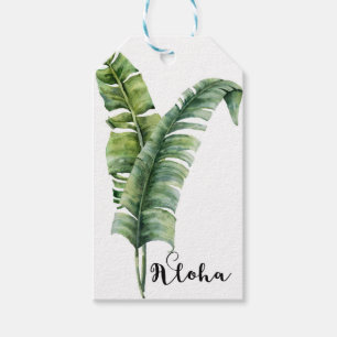 Zwei elegante Palmwedel Tropische Aloha-Hochzeit Geschenkanhänger
