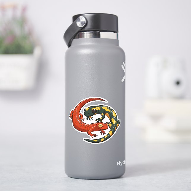 Zwei engagierte lächelnde Salamander Friends Carto Aufkleber (HydroFlask)