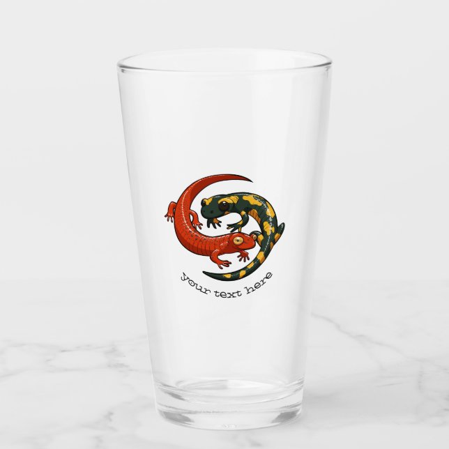 Zwei engagierte lächelnde Salamander Friends Carto Glas (Vorderseite)