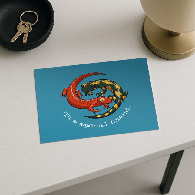 Zwei engagierte lächelnde Salamander Friends Carto Postkarte (Von Creator hochgeladen)