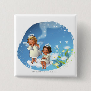 Zwei Engel, die auf den Wolken sitzen Button