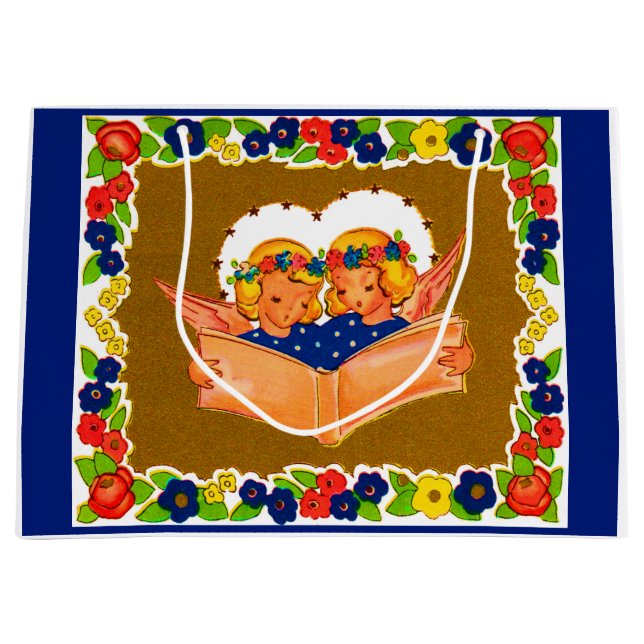 zwei Engel singen Große Geschenktüte (Vorderseite)