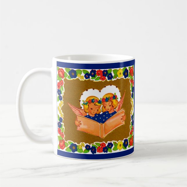 zwei Engel singen Kaffeetasse (Links)
