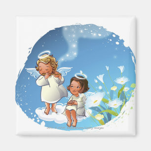 Zwei Engel sitzen auf den Wolken Magnet